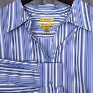 Westbound Woman Gold Label Shirt Women 20W Blue Striped Non-Iron Cotton